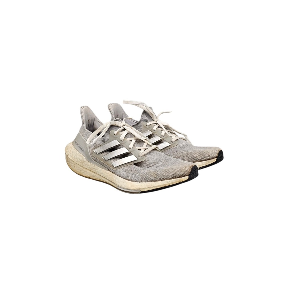 Adidas Womens UltraBoost 21 Gray White Silver Running Shoes GV7724 Size 9.5